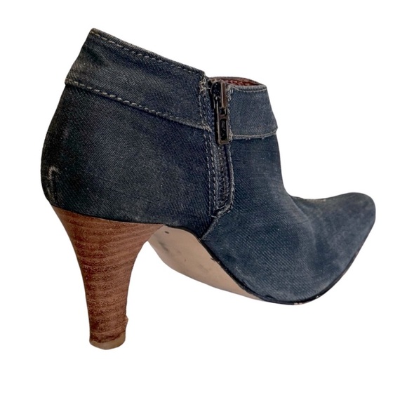 ZARA • Elegant Dark Blue Distressed Jean Material Ankle Booties Boot Shoes - Picture 3 of 13